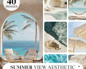 40 anonieme marketingfoto&#39;s zomerstrand, stockfoto&#39;s op Instagram, neutraal esthetisch tropisch stockfoto&#39;s Sociale media, lifestyle Reizen