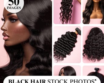 Black Hair Extension Stock Photos: Hair Salon Bundle (Digital Download)