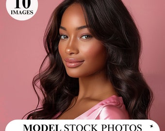 Beauty Stock Photos: African American Model, Blush Pink (10 Images)