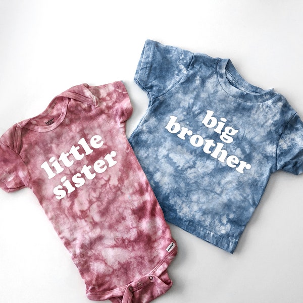 Big Sister / Brother OR Little Sister / Brother Custom Tie Dye Baby Bodysuit OR Toddler or Youth T-Shirt