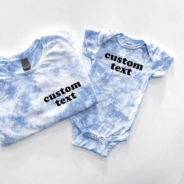 Custom Matching Tie Dye Mom or Dad and Baby Shirts and Bosysuits or Toddler Tees / Mommy and Me Set / Daddy and Me Set