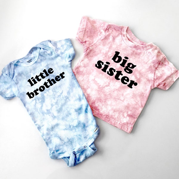 Big Sister / Brother OR Little Sister / Brother Custom Tie Dye Baby Bodysuit OR Toddler T-Shirt