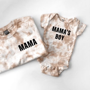 Custom Mama and Mama's Boy Matching Tie Dye Mom and Baby or Toddler Shirts and Bodysuits, Mom and Son Matching