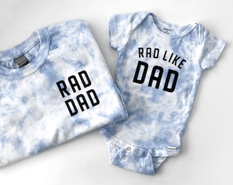 Custom Dad and Son or Daughter Tie Dye T-Shirt and Baby Onesie Set