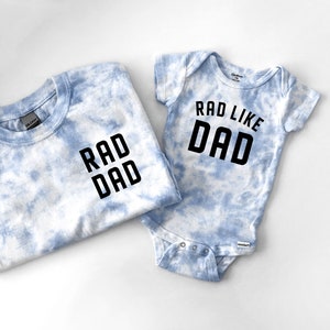 Custom Dad and Son or Daughter Tie Dye T-Shirt and Baby Bodysuit Set image 1