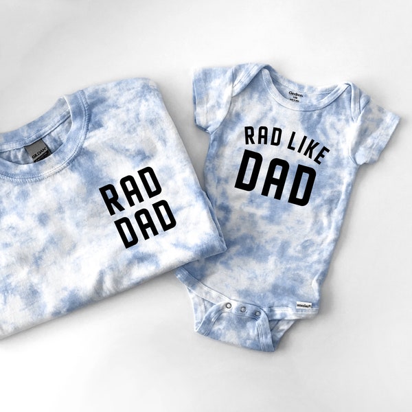 Custom Dad and Son or Daughter Tie Dye T-Shirt and Baby Bodysuit Set