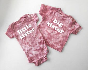 Big Sister OR Little Sister Custom Tie Dye Baby Bodysuit or Toddler or Youth T-Shirt