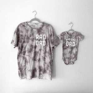 Custom Dad and Son or Daughter Tie Dye T-Shirt and Baby Bodysuit Set image 4