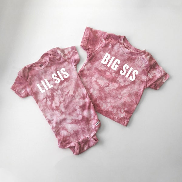 Big Sis OR Lil Sis Custom Tie Dye Baby Bodysuit OR Toddler T-Shirt
