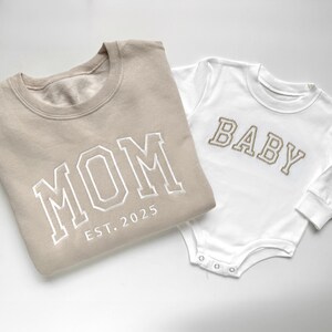 Mom, Dad and Baby Embroidered Matching Beige Mom, Dad and Baby ...