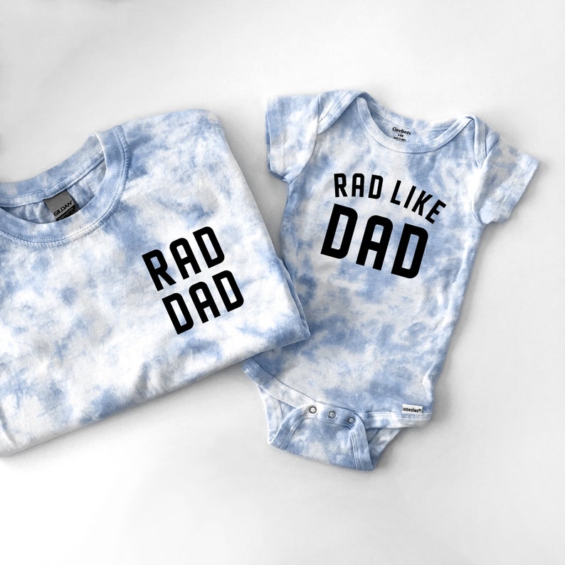 Custom Dad and Son or Daughter Tie Dye T-Shirt and Baby Bodysuit Set image 1