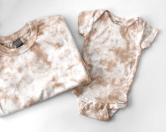 Custom Tie Dye Mom or Dad and Baby or Toddler Matching Set