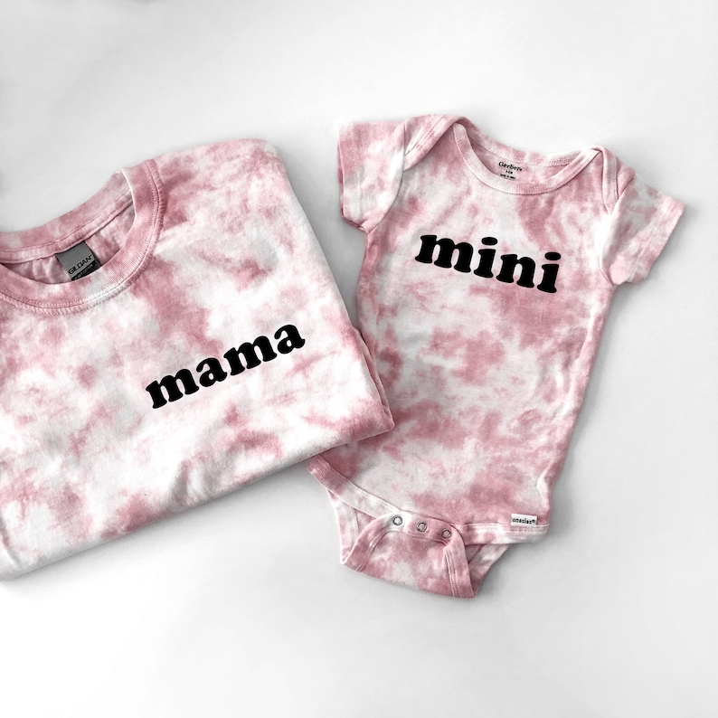 Custom Mama and Mini Matching Tie Dye Mom and Baby Shirts and Onesies or Toddler Tees 