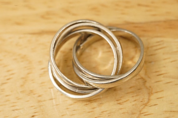 Quintuple Interlocked Five Band 925 Sterling Silv… - image 4