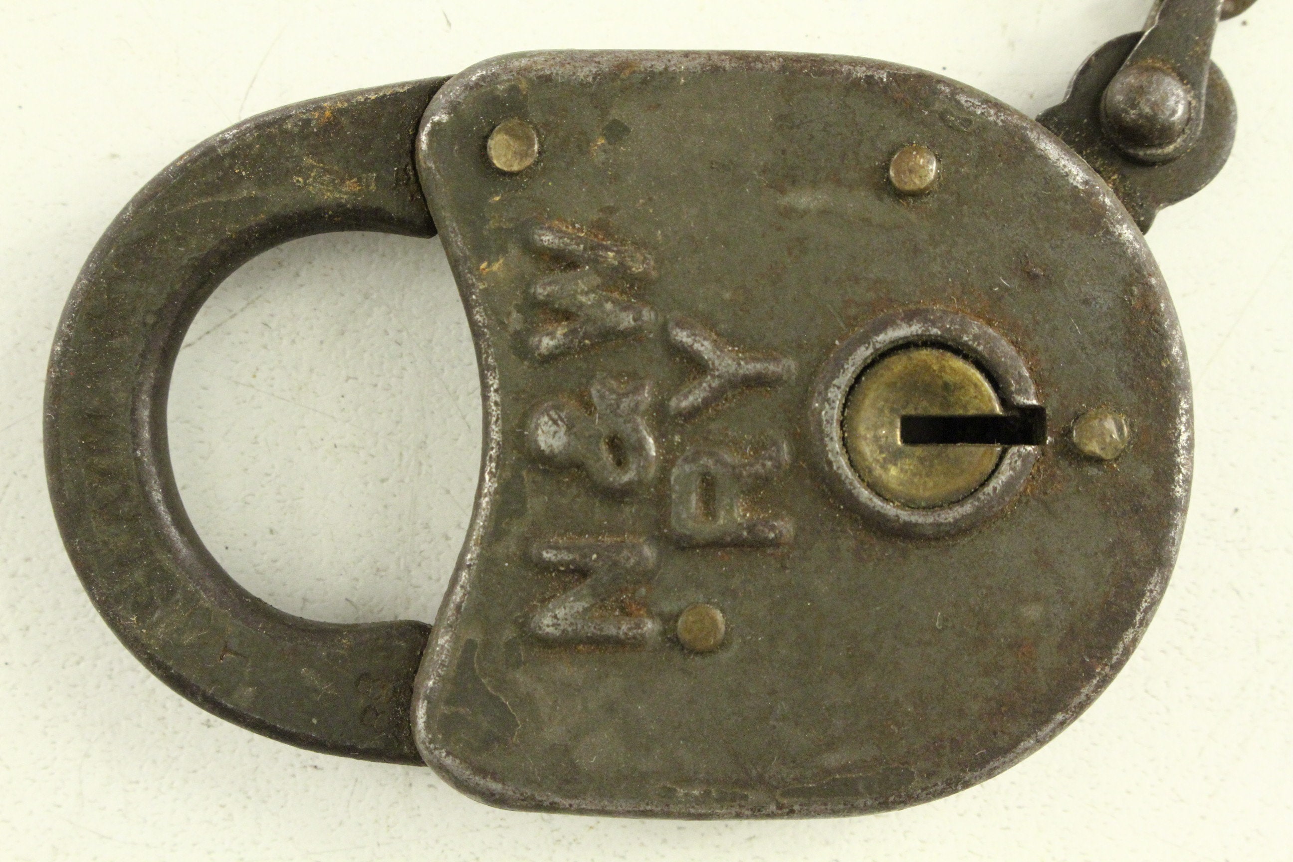 大きめ ビンテージ N&W 鉄道 Padlock with chain Vintage Obsolete Railroad Train Padlock Lock N&W Norfolk