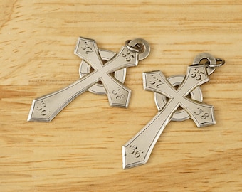Memento Mori Christian Religious Sterling Silver Jewelry Irish Celtic Cross Necklace Pendants Dated 1935-1938