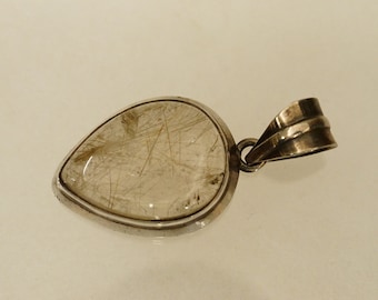 Artisan Crafted Sterling Silver Jewelry Rutilated Quartz Gemstone Necklace Pendant