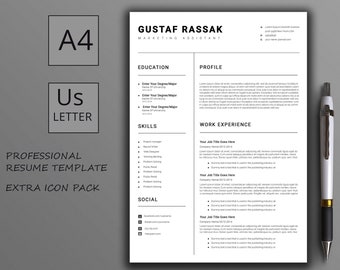 Professional resume template, Resume template word, Resume template instant download, Modern cv design