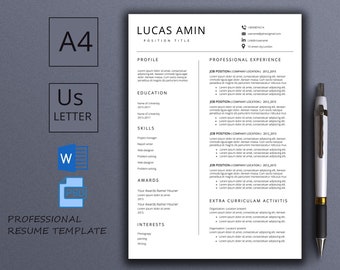 1 page Resume template word, one page Resume template instant download, Modern cv design