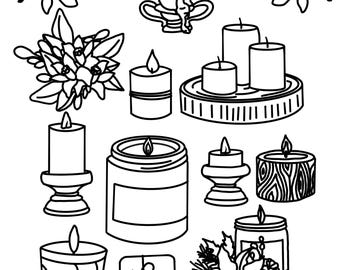 Cozy Candles - Simple Adult Coloring Page