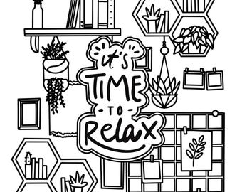Time To Relax - Cozy Coloring Page