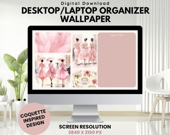 Kokette Ästhetik Desktop Organizer Hintergrundbild, Kokette Raumdekor, Desktophintergrund, Social Club PNG, Kokette PNG, Soft Girl Ästhetik