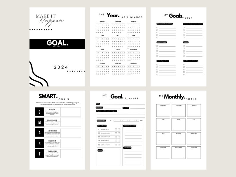 2025 Goal Planner Printable Bundle 2025 Goal Pages Goal Setting
