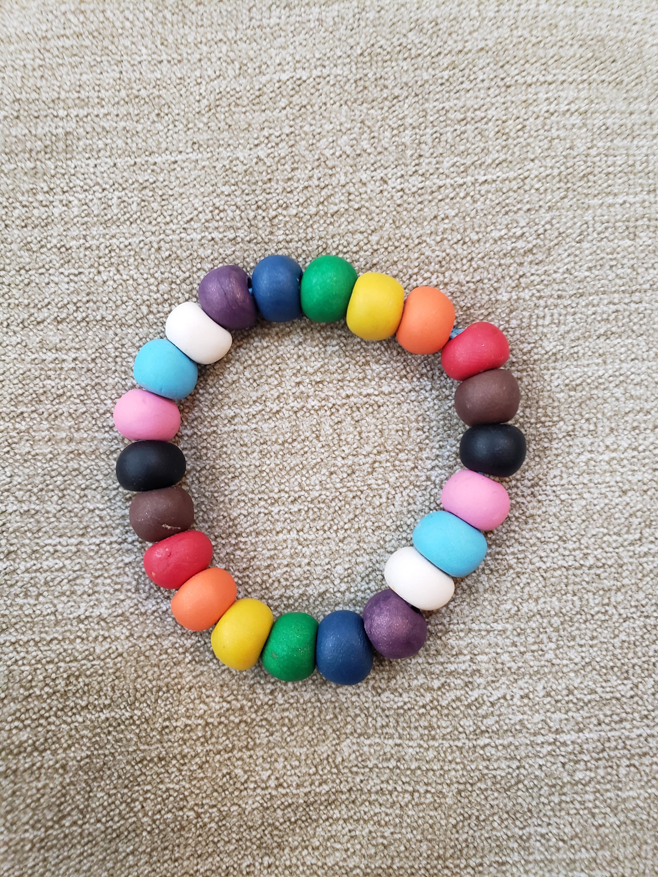 Handmade polymer clay bead bracelet | Etsy