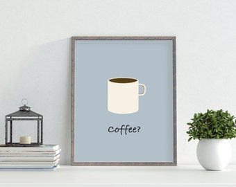 Coffee Art Print, Coffee Art Printable, Print for Kitchen, Modern Coffee Print, Coffee Lovers Gift, Office Deco Print, Father's Day Gift