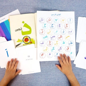 Persisches / Farsi Alphabet Lernset - Persisches Farsi Alphabet Poster und Persisches Farsi Alphabet Lernkarten