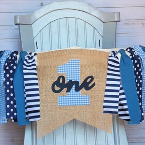First Birthday High Chair Banner, First Birthday Banner, First Birthday Boy Banner, Blue High Chair Banner, 1st Birthday Boy