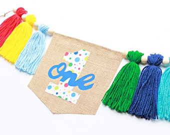 Colorful Yarn First Birthday Banner,  Yarn First Birthday Banner, First Birthday Boy, High Chair Banner, First Birthday