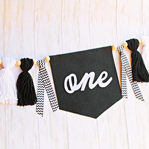 Black and White First Birthday Banner, Yarn Birthday Banner, One Cool Dude, 1st Birthday Boy, First Birthday Banner, High Chair Banner