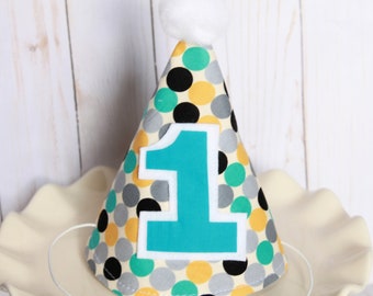 Modern Print First Birthday Party Hat, 1st Birthday Hat, First Birthday, First Birthday Party Hat, First Birthday Boy