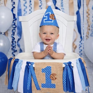 Cookie Monster First Birthday High Chair Banner, Cookie Birthday Banner, First Birthday, Cookies and Milk Birthday