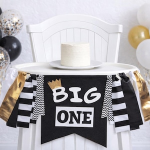 The Big One Birthday Banner: Black & White High Chair Decor, Notorious One