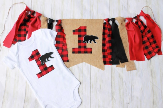 Lumberjack First Birthday Buffalo Plaid Banner Wild One First Birthday Banner First Birthday Hat Lumberjack First Birthday Outfit Etsy