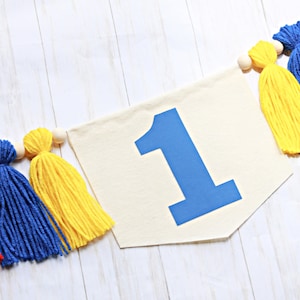 Primary Color High Chair Banner,  First Birthday Yarn Banner, First Birthday High Chair Banner, One is Fun Banner, Yarn Bunting