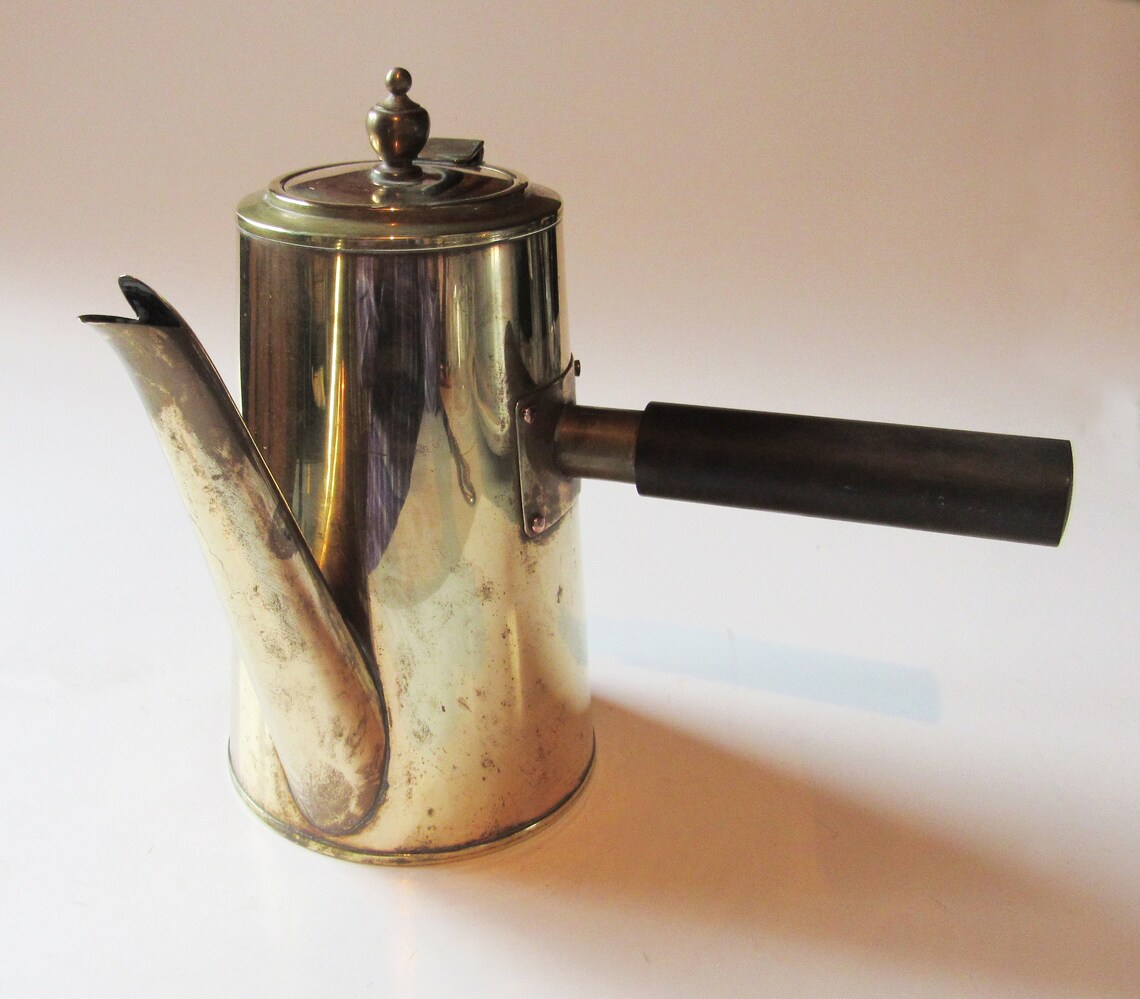 Brass Coffee/Tea Pot w/Side Handle Etsy