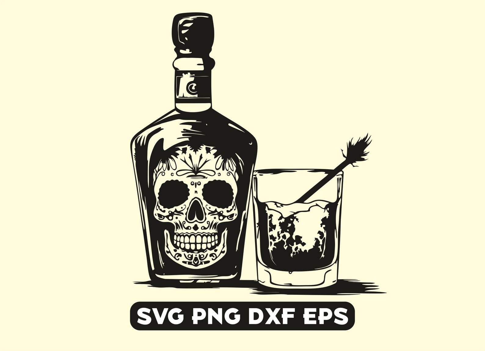 Tequila Bottle Svg, Tequila Svg, Drinking Clipart, Sugar Skull Svg