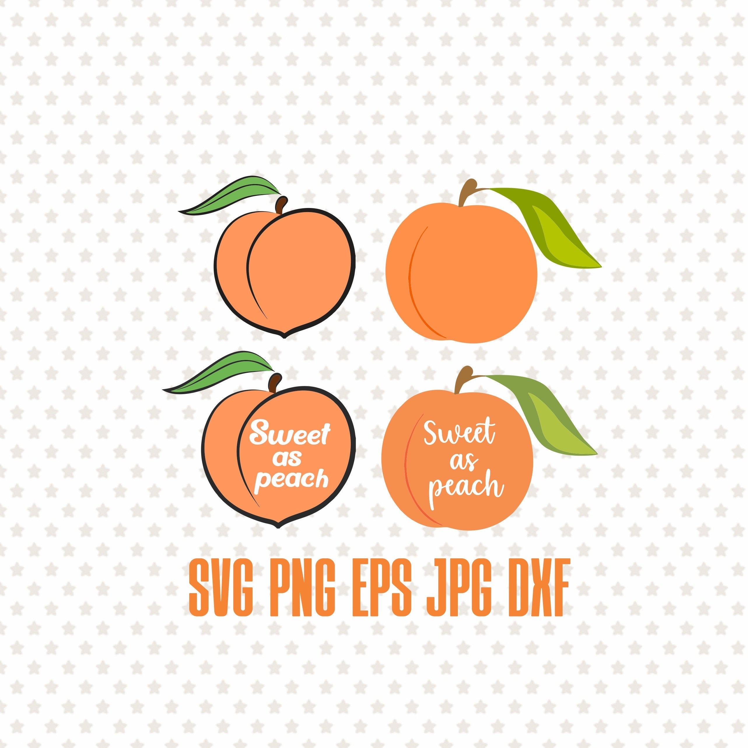 Sweet As Peach Svg Cut Files Vector Peach Silhouette Fruit Etsy