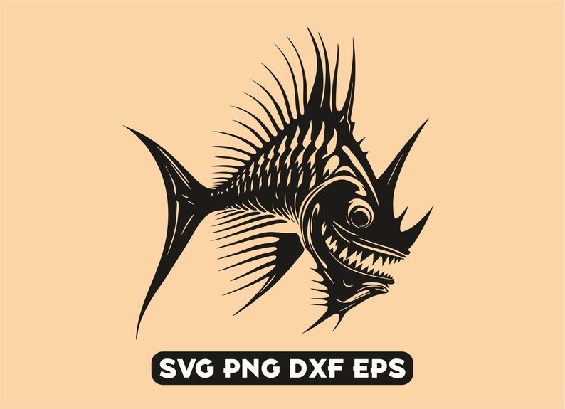 Angry Fish svg, silueta de pez aterrador, Esqueleto del pez svg - Etsy ...