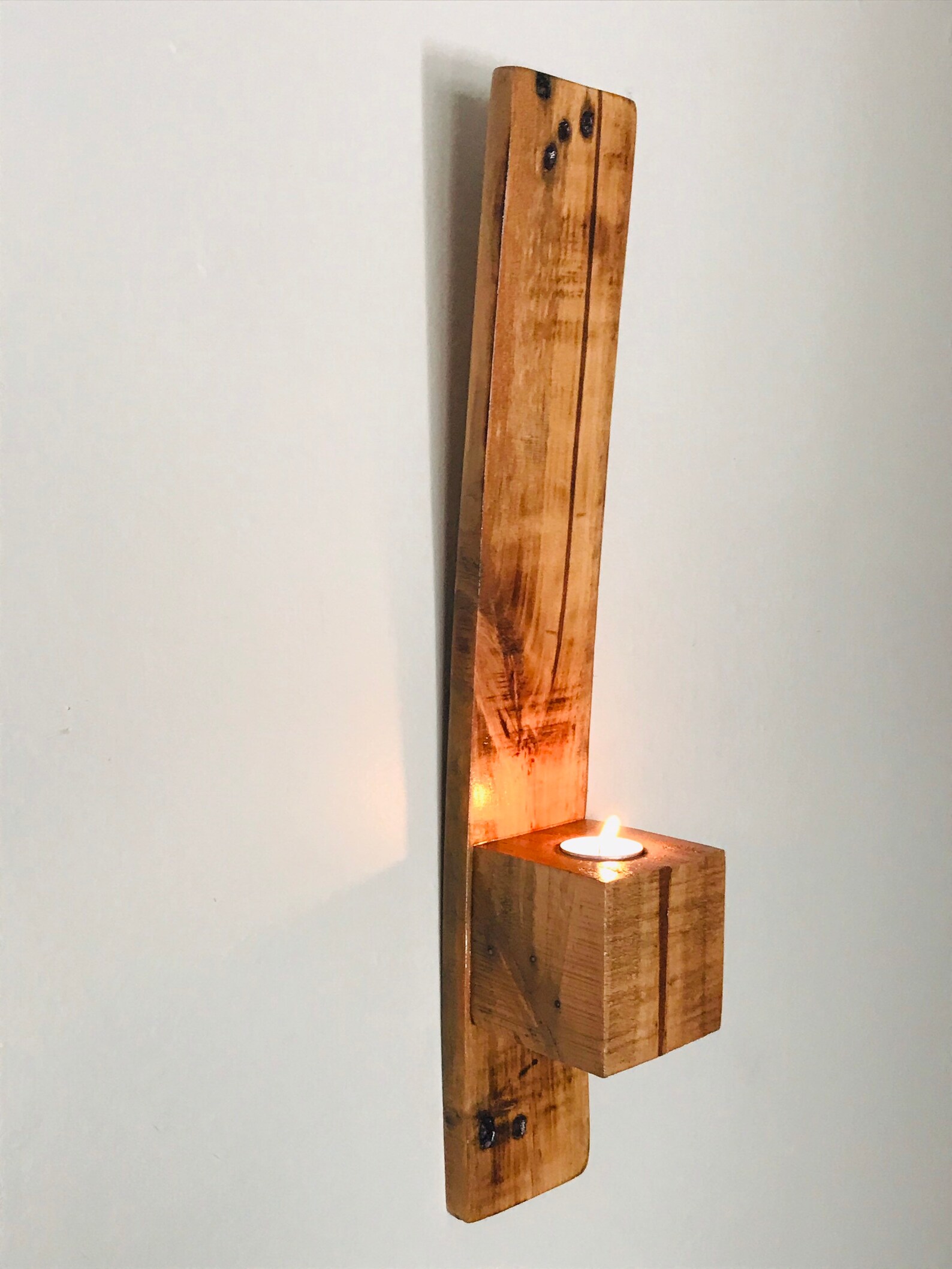 Rustic Wall Mounted Tea Light Candle Holder Etsy