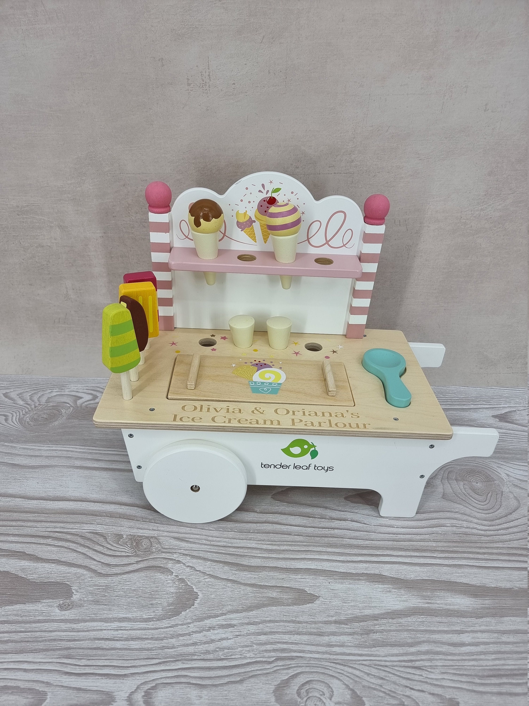 Wooden Personalised Ice Cream Cart Childrens Toys Role Etsy UK