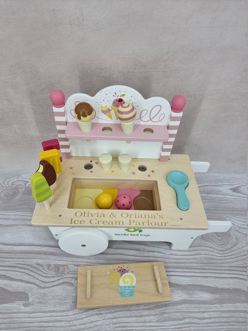 Wooden Personalised Ice Cream Cart Childrens Toys Role Etsy UK