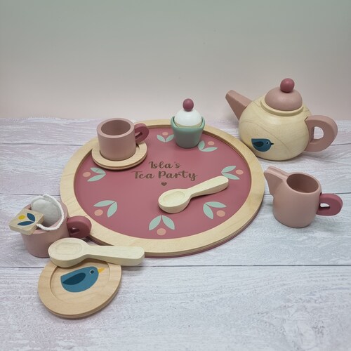 Personalised Wooden Tea Set Kids Tea Set Toy Tea Set Wood Etsy