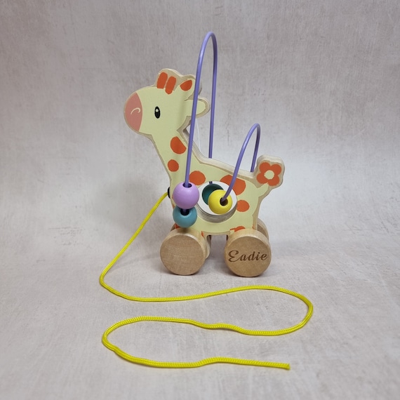 Pull Along Toy First Birthday Personalised Wooden Pull along Giraffe Toddler Toy
