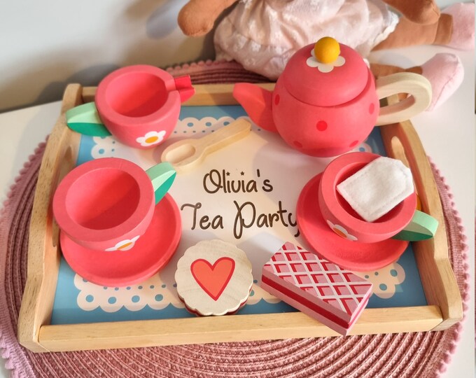 Personalised Wooden Tea Set Kids Tea Set Toy Tea Set Wood Etsy