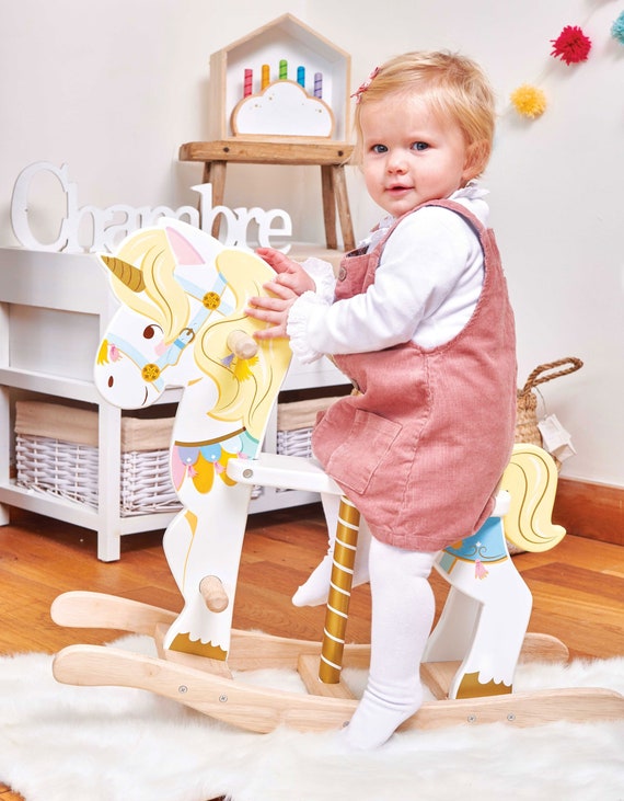 Personalised Rocking Unicorn Carousel Wooden Toy Perfect Toddler