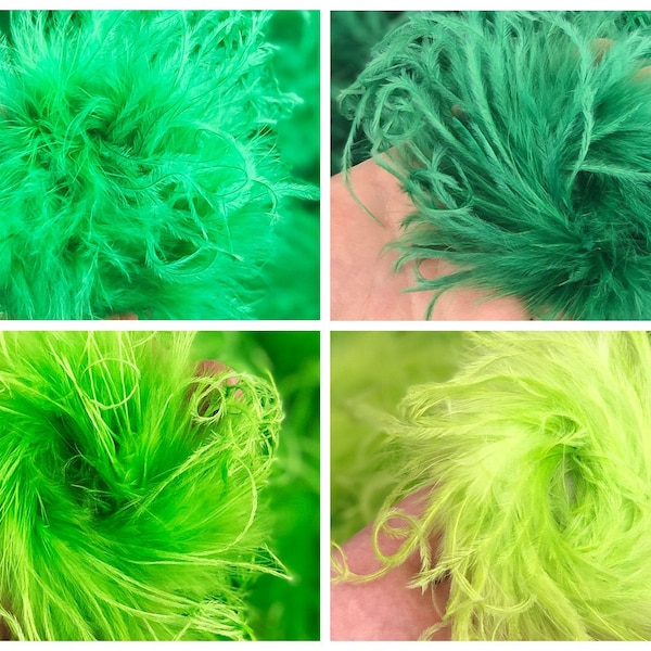 Ostrich Feather Puffs - Green, Dark Green, Light Green - QTY: 1 puff